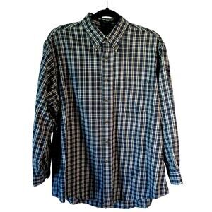Varsity Club Men's Blue Plaid Print Long Sleeve Button Front Shirt Size 17